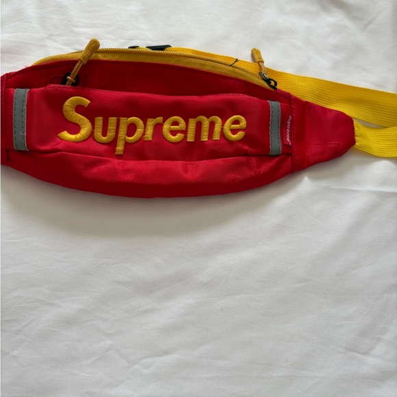Supreme Red Waist Bag with Yellow Logo - Picture 2 of 6